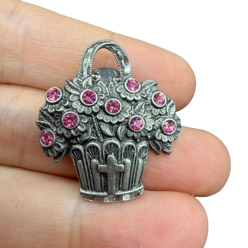 Vintage Jewelry Memorial pin flower memorial brooch Christian brooch religious p